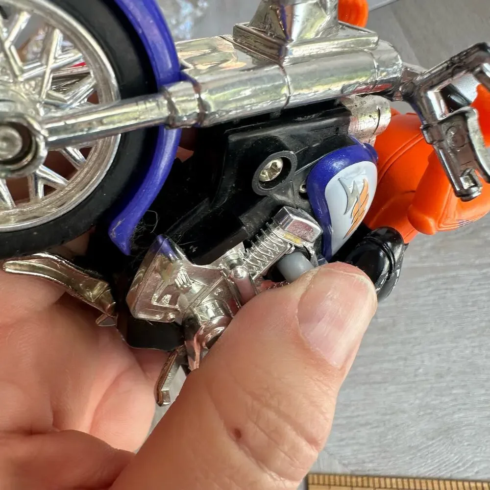 Hot Wheels V Twin Motorcycle Orange Blue Kickstand